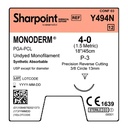Surgical Specialties Sharpoint Plus Monoderm 4-0 18 inch Polyglycolic Acid Absorbable Suture with Needle and Undyed, 12 per Box
