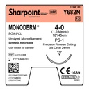 Surgical Specialties Sharpoint Plus Monoderm 4-0 24 mm Polyglycolic Acid Absorbable Suture with Needle and Undyed, 12 per Box