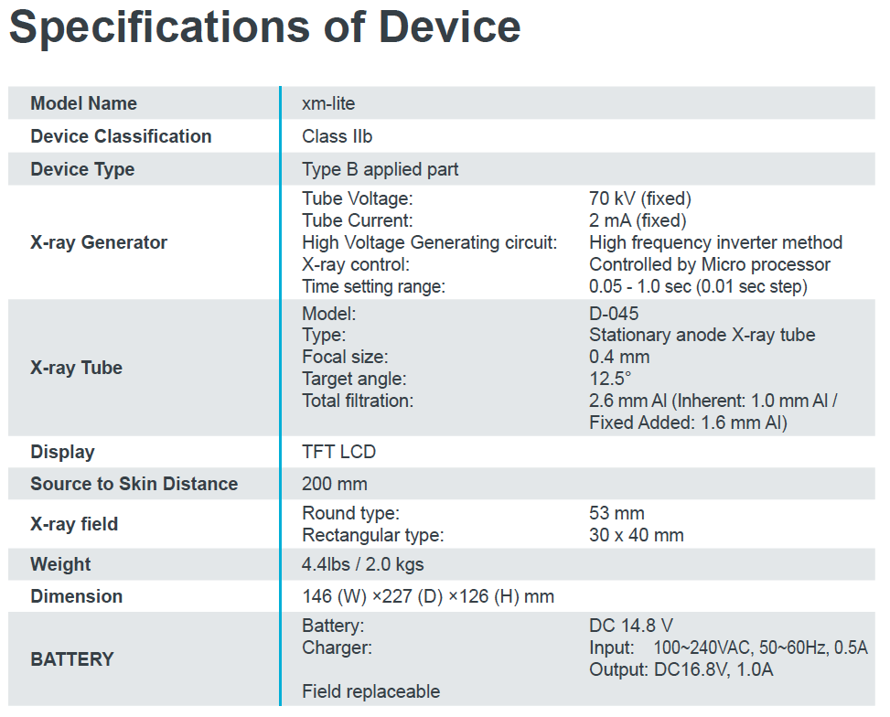 Acteon XM Lite Handheld X-Ray