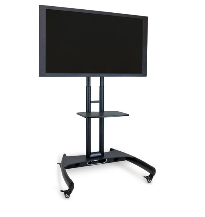 TV Stand with Mount, Adjustable-Height, 32.75"W x 28.75"D x 46.5"-62.5"H, Fits TV sizes 32"-70", (4) 2" Nylon Casters with Locking Brakes, Steel Frame, Maximum Weight Capacity 100 lbs., Assembly Required