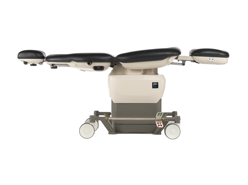 840 Battery Powered Stretcher Bed, Mobile Base, 100-240V Rear Steer (rear swivel casters, front LH steering caster) 