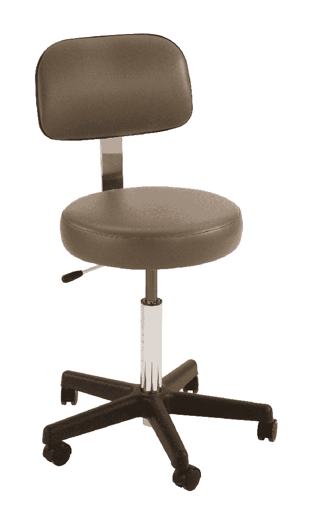MTI 321 Hand Operated Stool, Black Base, w/Ergo Backrest, Premium