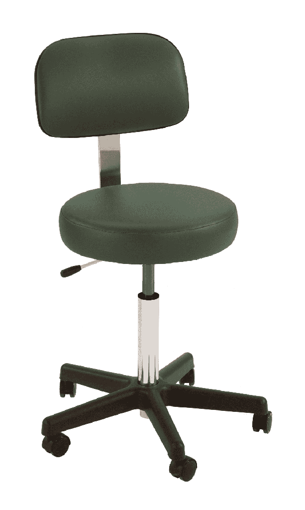 MTI 321 Hand Operated Stool, Black Base, w/Ergo Backrest, Premium