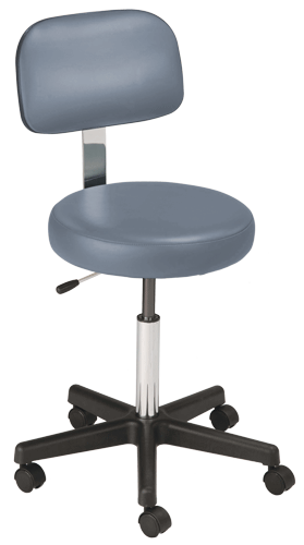 MTI 321 Hand Operated Stool, Black Base, w/Ergo Backrest, Premium