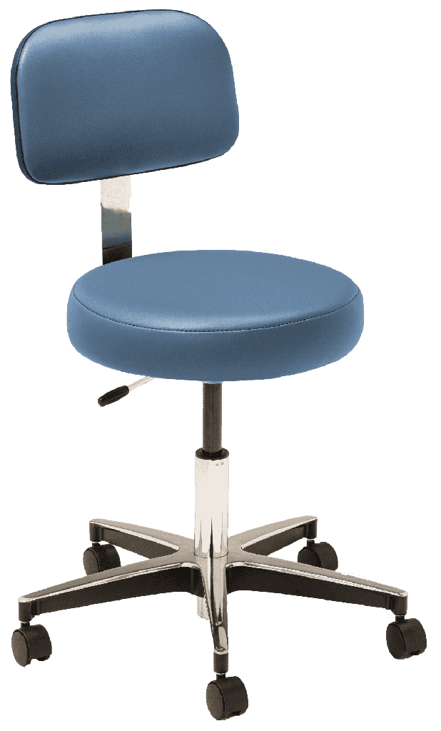 MTI 323 Hand Operated Stool, Chrome Base, w/Ergo Backrest, Premium
