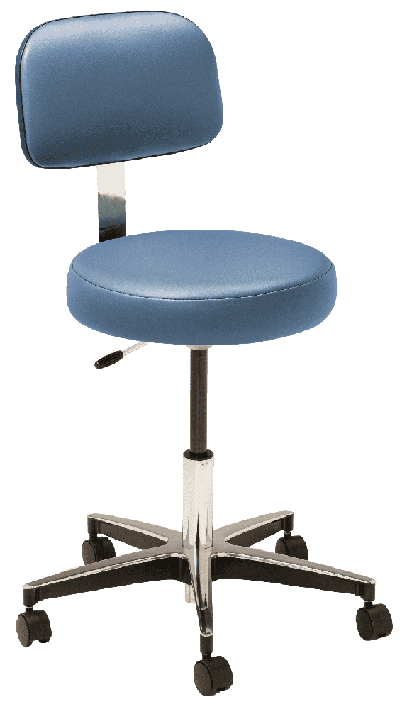 MTI 323 Hand Operated Stool, Chrome Base, w/Ergo Backrest, Premium