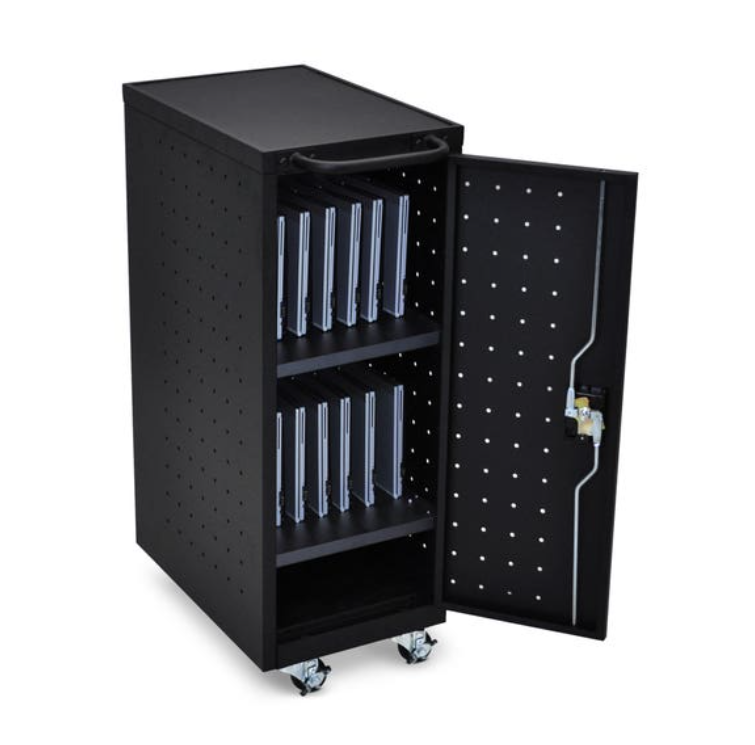 Luxor 12-Laptop/Chromebook Compact Charging Cart, 14” W x 21.15” D x 39.625” H, 10ft Cord