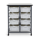 Luxor Mobile Bin Storage Unit-Double Row w/Large Gray Bins
