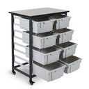 Luxor Mobile Bin Storage Unit-Double Row w/Large Gray Bins