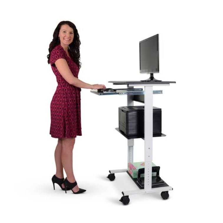 Stand Up Adjustable Workstation, Three Shelves, Overall: 29.5"W x 20"D x 34.5"45.5"H