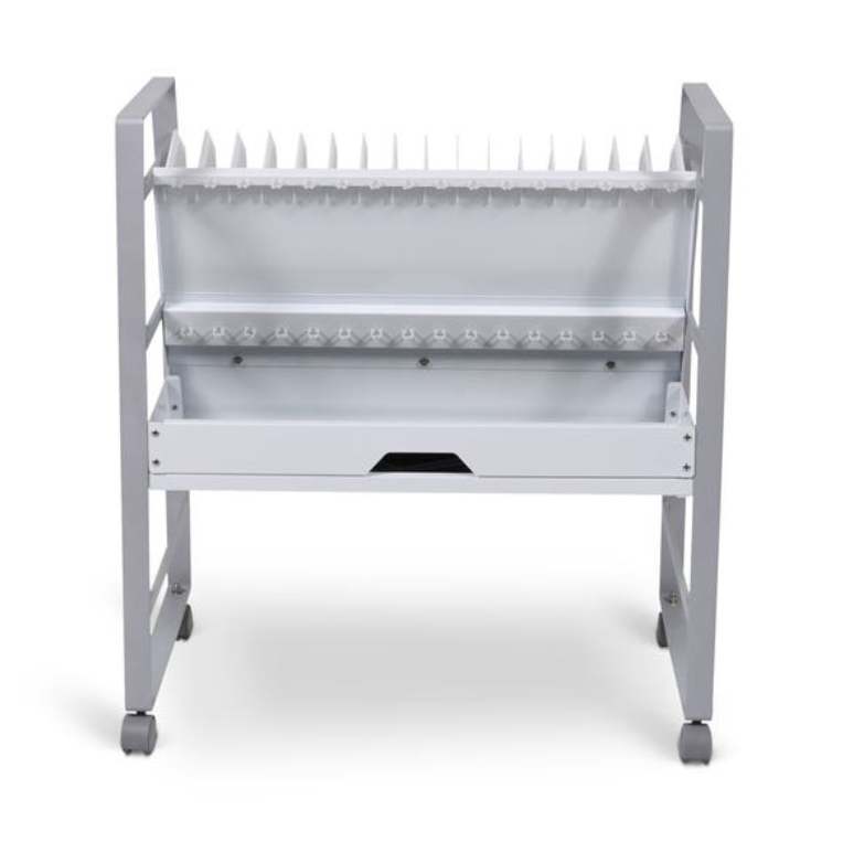 Open Charging Cart, 16-Tablet, Steel Frame, 16-Outlet 125V Power Strip, 10ft Cord, 27"W x 14.75"D x 30"H