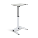 Pneumatic Adjustable-Height Lectern, Mobile Standing Desk, White, 25.5"W x17"D x28"-42.5"H