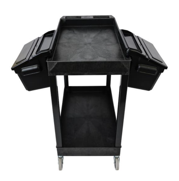 Luxor 32" x 18" Tub Cart, 2 Shelves w/Outrigger Utility Cart Bins