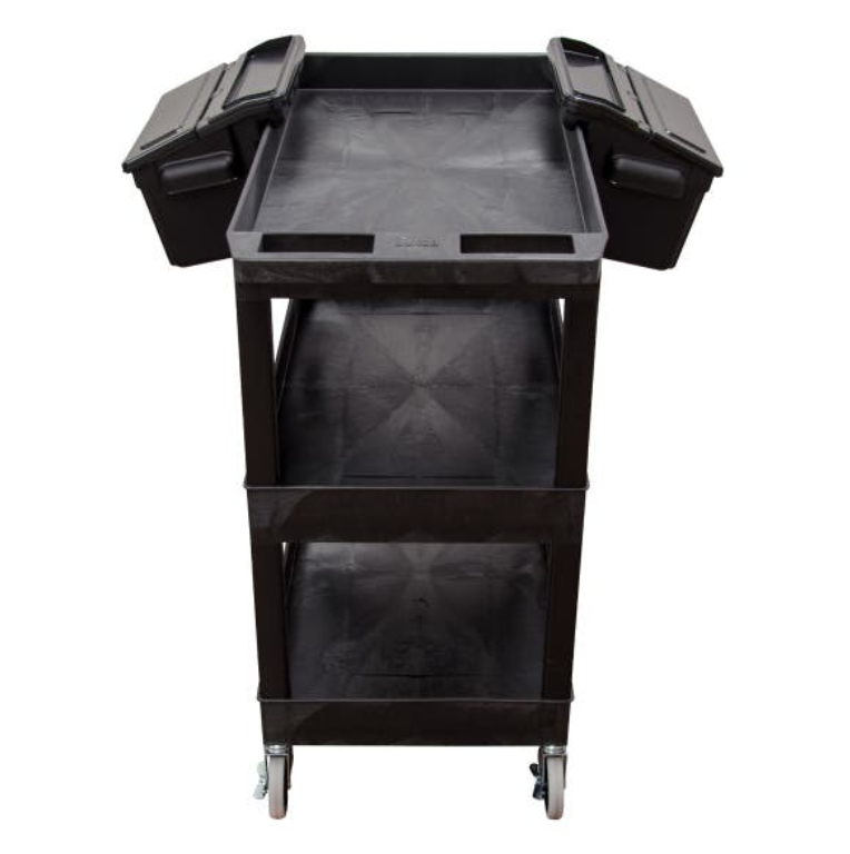 Luxor 32" x 18" Tub Cart, 3-Shelf w/Outrigger Utility Cart Bins