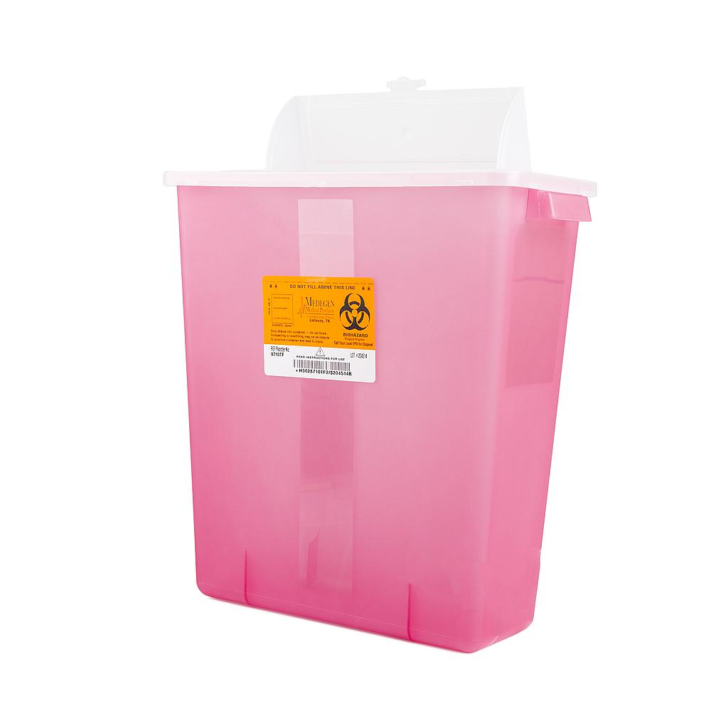 Medegen Stackable Sharps Container, Polypropylene, 12½" x 13½" x 6", Lockable Slid