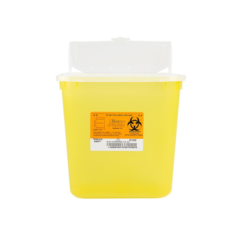 Medegen Stackable Sharps Container, Polypropylene, 10" x 9½" x 7", Biohazard Symbol, Tran