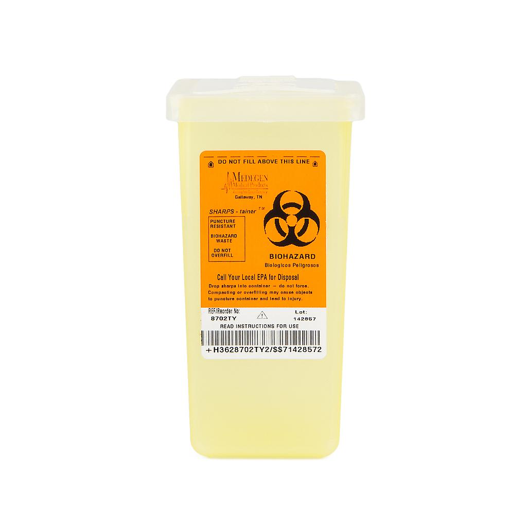 Medegen Stackable Sharps Container, Polypropylene, 3½" x 7" x 3½", Biohazard Symbo
