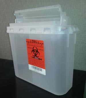 Plasti Wall Mounted Sharps Container, 5.4 Qt, Clear