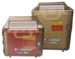 BD Sharps Recycled Brown Locking Wall Cabinet, Shield, 5.4 Qt