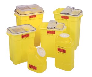 BD Chemotherapy Sharps Collector, 9 Gallon, Yellow Hinged Top, Yellow