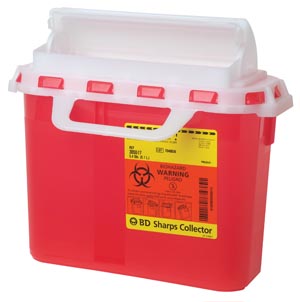 BD Sharps Collector 5.4 Qt, Rotating Cylinder Lid, Red