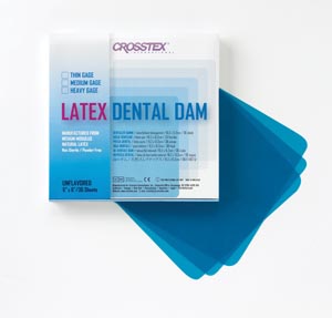 Crosstex Dental Dam, Heavy, Blue, 6&quot; x 6&quot;, Unflavored, 36 sheets/bx