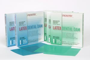 Crosstex Dental Dam, Medium, Green, 5&quot; x 5&quot;, Mint, 52 sheets/bx