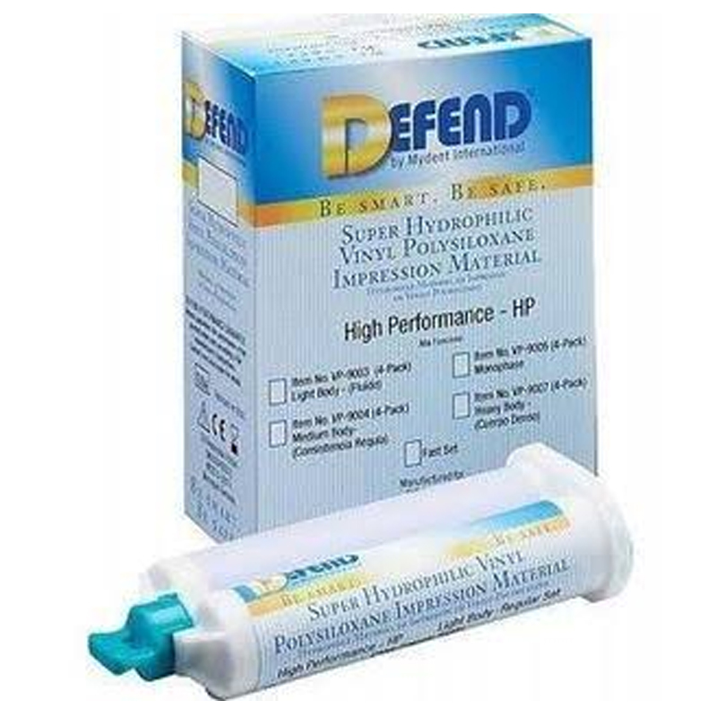 Mydent Vinyl Polysiloxane Impression Material, Heavy Body Fast Set. 4x50 mL crtg/bx