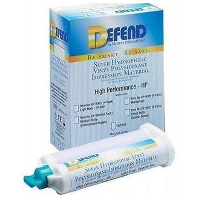 Mydent Vinyl Polysiloxane Impression Material, Medium Body Fast Set. 4x50 mL crtg/bx, 10 bx/cs