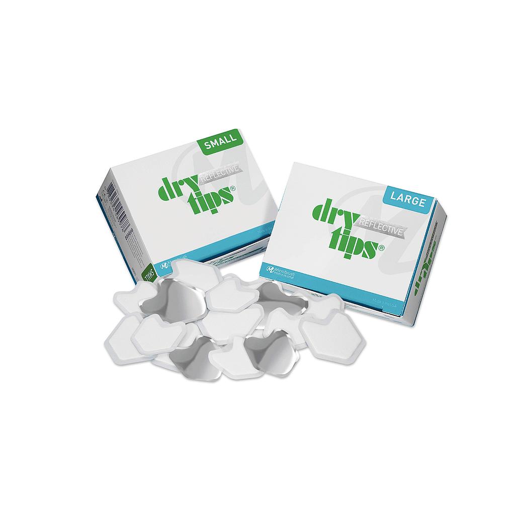 Microbrush Dry Tips® Reflective Saliva Absorbent DryTips, Large, Silver. 50/bx