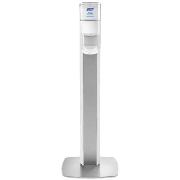 Gojo Purell® Messenger™ ES6 Floor Stand, White with Silver Panel (Dispenser Included)