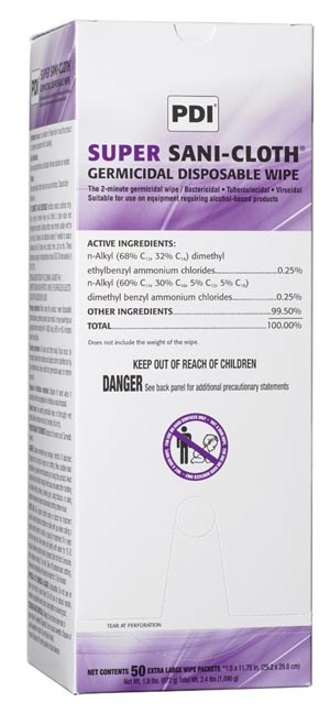 PDI Super Sani-Cloth® Germicidal Disposable Wipe, X-Large, Individual, Boxed, 11½" x 