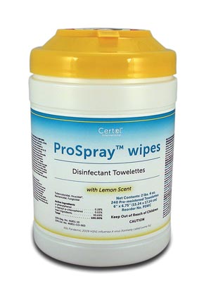 Certol Prospray™ Disinfectant Wipes, 6&quot; x 6¾&quot;, 240/canister