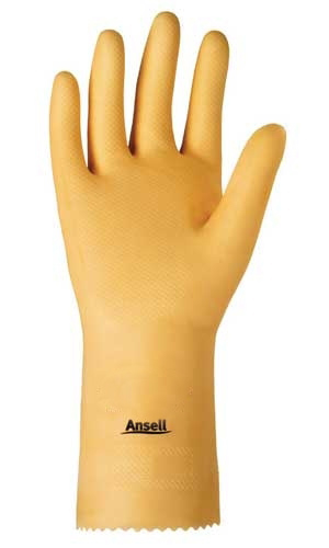 Ansell Canners & Handlers Latex Industrial Glove, Rolled Beaded Cuff, Diamond Embossed, Size 8