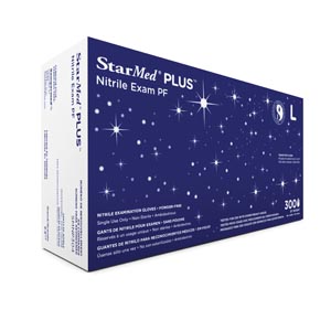 Sempermed Starmed Plus Nitrile Powder Free Exam Glove, Fingertip Textured, Large, 300/bx