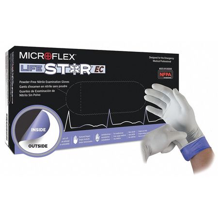 Microflex Lifestar™ EC Powder-Free Nitrile Exam Gloves, White Exterior/ Blue Interior, Lar