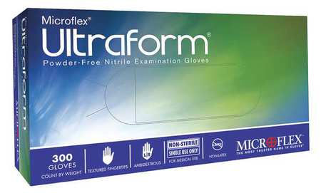 Microflex Ultraform® Powder-Free Nitrile Exam Gloves, Blue, 1/2 Size Small/Medium