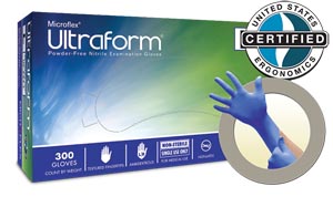 Microflex Ultraform® Powder-Free Nitrile Exam Gloves, Blue, Large