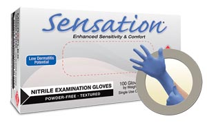Microflex Sensation® Powder-Free Nitrile Exam Gloves, Blue, Small