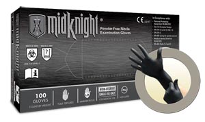 Microflex Midknight® Powder-Free Nitrile Exam Gloves, Black, X-Large