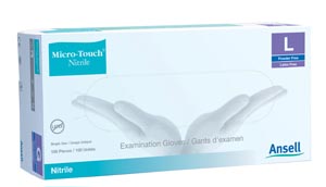 Ansell Micro-Touch® Nitrile Powder-Free Synthetic Medical Examination Gloves, Large