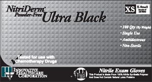 Innovative Nitriderm® Ultra Black Powder-Free Nitrile Synthetic Gloves, Medium