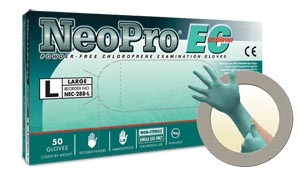Microflex Neopro® EC Powder-Free Latex-Free Extended Cuff Chloroprene Exam Gloves, Green, XX