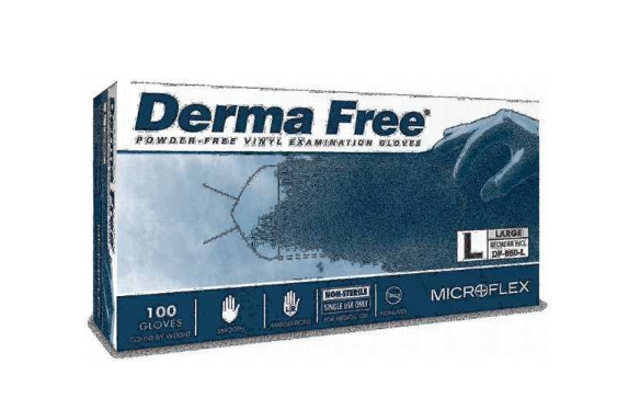 Microflex Derma Free® Powder-Free Vinyl Clear Exam Gloves, Medium