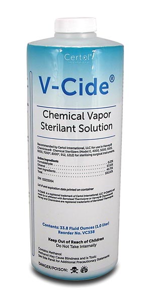Certol V-Cide™ Chemical Vapor Sterilant Solution, Liter Bottle