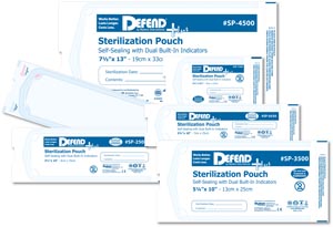 Mydent Defend+Plus Self-Seal Sterilization Pouch, 3.5" x 10", 1000/bx, 4 bx/cs
