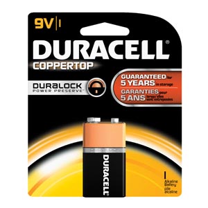 Duracell® Coppertop® Alkaline Retail Battery With Duralock Power Preserve™ Tech, 9
