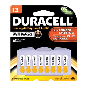 Duracell® Hearing Aid Battery, Zinc Air, Size 13, 8pk