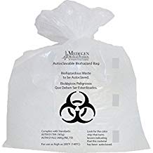 Medegen Autoclavable Waste Bags, Propylene, Clear & Black, 31" x 38"