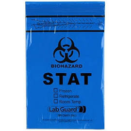 Medegen Specimen Transport Bags, 6" x 9", Zip Closure with Pouch, Biohazard, 2 mil